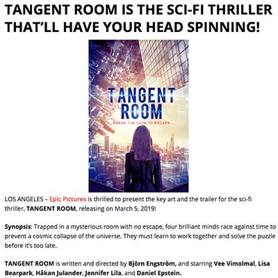 TANGENT ROOM IS THE SCI-FI THRILLER THAT’LL HAVE YOUR HEAD SPINNING!